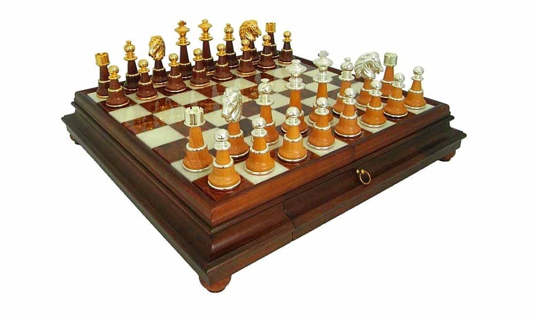 2x Schachspiel 31x31cm Spielfiguren Schachbrett Brettspiel PORTOFREI Holz 