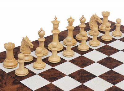 Schachensemble "Rosenholz Luxus" Schachbrett aus Nussbaum Dunkel