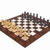 Schachensemble "Rosenholz Luxus" Schachbrett aus Nussbaum Dunkel & Schachfiguren aus Rosenholz Massiv