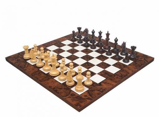 Schachensemble "Rosenholz Luxus" Schachbrett aus Nussbaum Dunkel & Schachfiguren aus Rosenholz Massiv