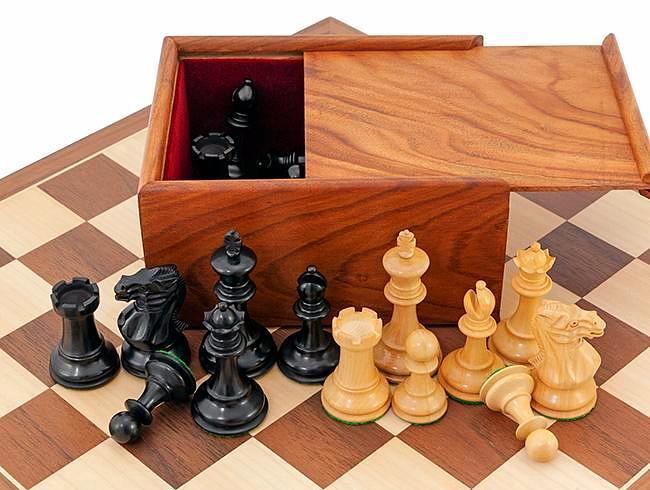 3,9" Turnier Schachfiguren nur Holz Set in Sheesham Holz mit Extra Königinnen 