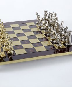 "Römisches und griechisches Zeitalter XIII" Schachspiel Groß Metall Gold und Silber und Schachbrett Rot