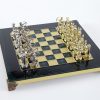 Schachensemble "Bogenschützen I" Schachset aus Metall Gold/Silber & Schachbrett Gold/Grün