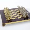 Schachensemble "Bogenschützen II" Schachset aus Metall Gold/Silber & Schachbrett Gold/Rot