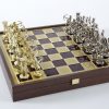 Schachensemble "Bogenschützen XII" Großes Schachset Gold/Silber & Schachbrett Gold/Rot mit Aufbewahrungsfach