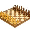 Schachensemble "Academy Medium" Schachbrett aus Nussbaum und Ahorn & Schachset aus Rosenholz