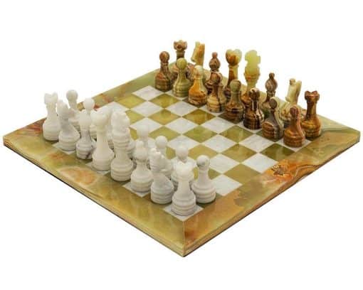 Schachensemble "Alghero" Schachbrett und Schachset aus Onyx