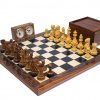 Schachensemble "Broadbase Club" Schachbrett aus Palisander Massivholz und Wurzelholz