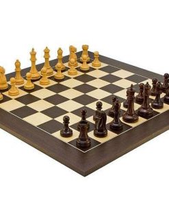 Schachensemble "Broadbase II" Schachbrett aus Wenge und Ahorn & Schachfiguren aus Rosenholz