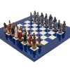 Schachensemble "Camelot König Artus VIII" Schachbrett aus Ahorn Blau & Schachfiguren aus Kunstharz