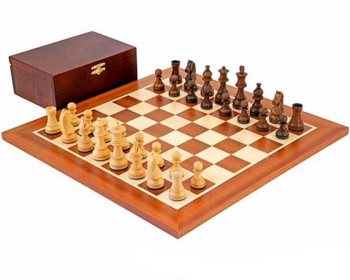 Schachensemble "Championship" Schachbrett aus Mahagoni und Ahorn