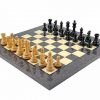 Schachensemble "Cheltenham" Schachbrett aus Bruyère- und Ulmenholz Lackiert & Schachfiguren aus Ebenholz
