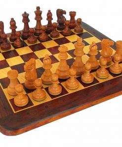 Schachensemble "Classic IV" Schachbrett aus goldenem Rosenholz und Ahorn & Schachfiguren aus goldenem Rosenholz Massiv