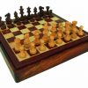 Schachensemble "Classic VIII" Schachbrett aus goldenem Rosenholz mit integriertem Aufbewahrungsfach & Schachfiguren aus vergoldetem Rosenholz