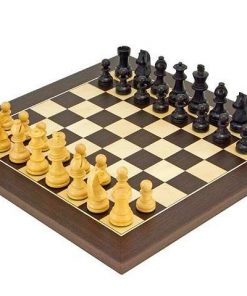 Schachensemble "Classic Wenge" Schachbrett aus Wenge und Ahorn & Schachfiguren aus ebonisiertem Buchsbaum