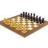 Schachensemble "Colombus" Schachbrett aus Nussbaum und Ahorn & Schachfiguren aus Ebenholz