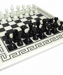 Schachensemble "Elegant Modern" Griechisches Schachbrett aus Holz und Schachfiguren aus Holz Massiv Lackiert