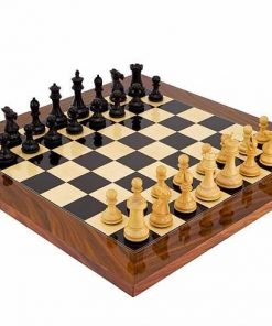 Schachensemble "Elegant" Schachbrett aus Palisander- und Ahornholz & Schachfiguren aus Ebenholz