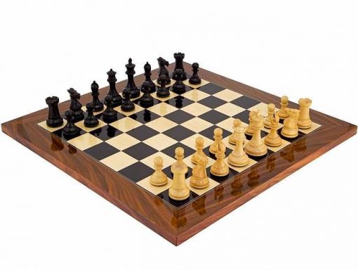 Schachensemble "Elegant" Schachbrett aus Palisander- und Ahornholz & Schachfiguren aus Ebenholz