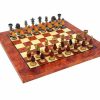 Schachensemble "Französischer Stil III" Schachbrett aus Ulmen- und Bruyèreholz & Schachfiguren aus Holz und Messing