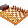 Schachensemble "French Knight" Schachbrett aus Mahagoni- und Ahornholz