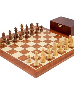 Schachensemble "Grand Championship" Schachbrett aus Mahagoni und Ahorn