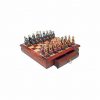 Schachensemble "Hunde und Katzen " Schachbrett aus Rosenholz mit Schublade & Schachfiguren aus Kunstharz Handbemalt