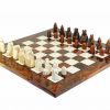 Schachensemble "Isle of Lewis Luxusausführung" Schachbrett aus Ulmen- und Bruyèreholz Lackiert & Schachfiguren aus Kunstharz