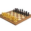 Schachensemble "Königstor II" Schachbrett aus Ahorn- und Nussbaumholz & Schachfiguren aus Ebenholz