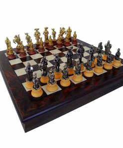 Schach Spiel Mittelalter Italfama Camelot Schachfiguren aus Metall & Schachbrett 