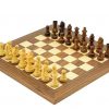 Schachensemble "Luxus" Schachbrett aus Ahorn- und Nussbaumholz & Schachfiguren aus Rosenholz und Buchsbaum