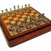 Schachensemble "Mignon Blumen IV" Schachbrett aus Rosenholz und Schachfiguren aus Metall Massiv