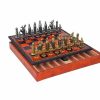 Schachensemble "Mittelalter" Schachbrett aus Kunstleder & Schachfiguren aus Metall Massiv