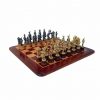 Schachensemble "Napoleon II" Schachbrett aus Rosen- und Ahornholz & Schachfiguren aus Metall Massiv