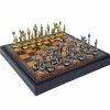 Schachensemble "Napoleon" Schachbrett aus Kunstleder & Schachfiguren aus Metall Massiv