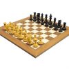 Schachensemble "Reiter" Schachbrett aus Nussbaum und Ahorn & Schachfiguren aus Ebenholz