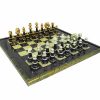 Schachensemble "Staunton Fantasy XL" Schachbrett aus Ahornholz Grün & Schachfiguren aus Messing und Holz Gold-/Silberbeschichtung