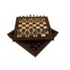 Schachensemble "Staunton Medium " Schachbrett aus Nussbaum- und Ahornholz & Schachfiguren aus Metall
