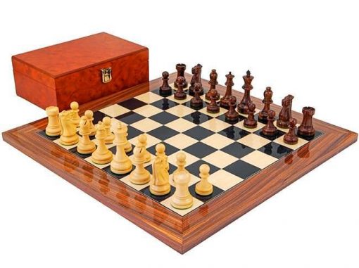 Schachensemble "Supreme" Schachbrett aus Rosenholz