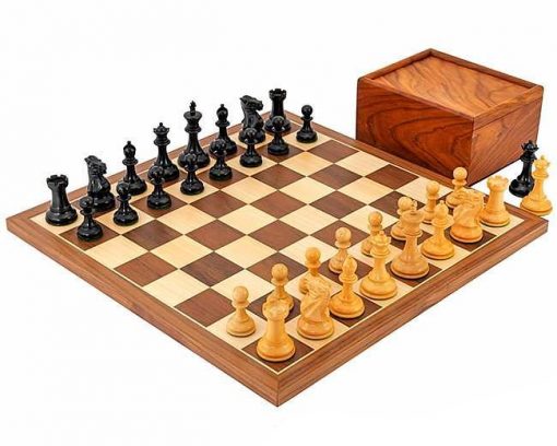 Schachensemble "Turnier Kompakt" Schachbrett aus Ahorn und Nussbaum