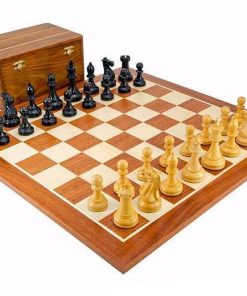 Schachensemble "Turnier" Schachbrett aus Ahorn- und Mahagoniholz