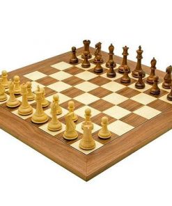 Schachensemble "Victoria II" Schachbrett aus Nussbaum- und Ahornholz & Schachfiguren aus Rosenholz