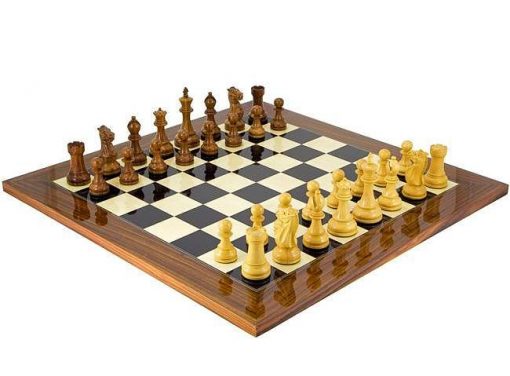 Schachensemble "Winchester" Schachbrett aus Palisanderholz und Schachfiguren aus Rosenholz