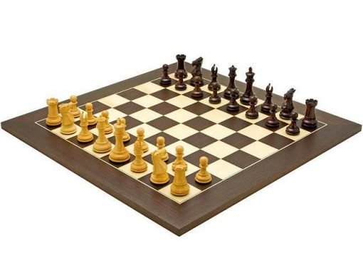 Schachensemble "Windsor III" Schachbrett aus Wenge- und Ahornholz & Schachfiguren aus Rosenholz
