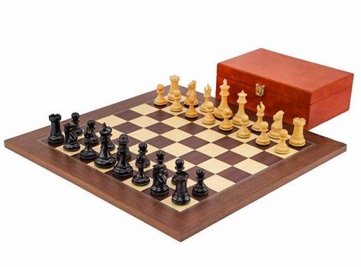 Schachensemble "Windsor" Schachbrett aus Palisanderwurzelholz und Ahornfurnier