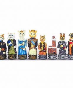 Schachset aus Kunstharz "Hunde gegen Katzen