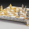 Schachensemble "Dschungeltiere" Schachbrett und Schachfiguren aus Bronze